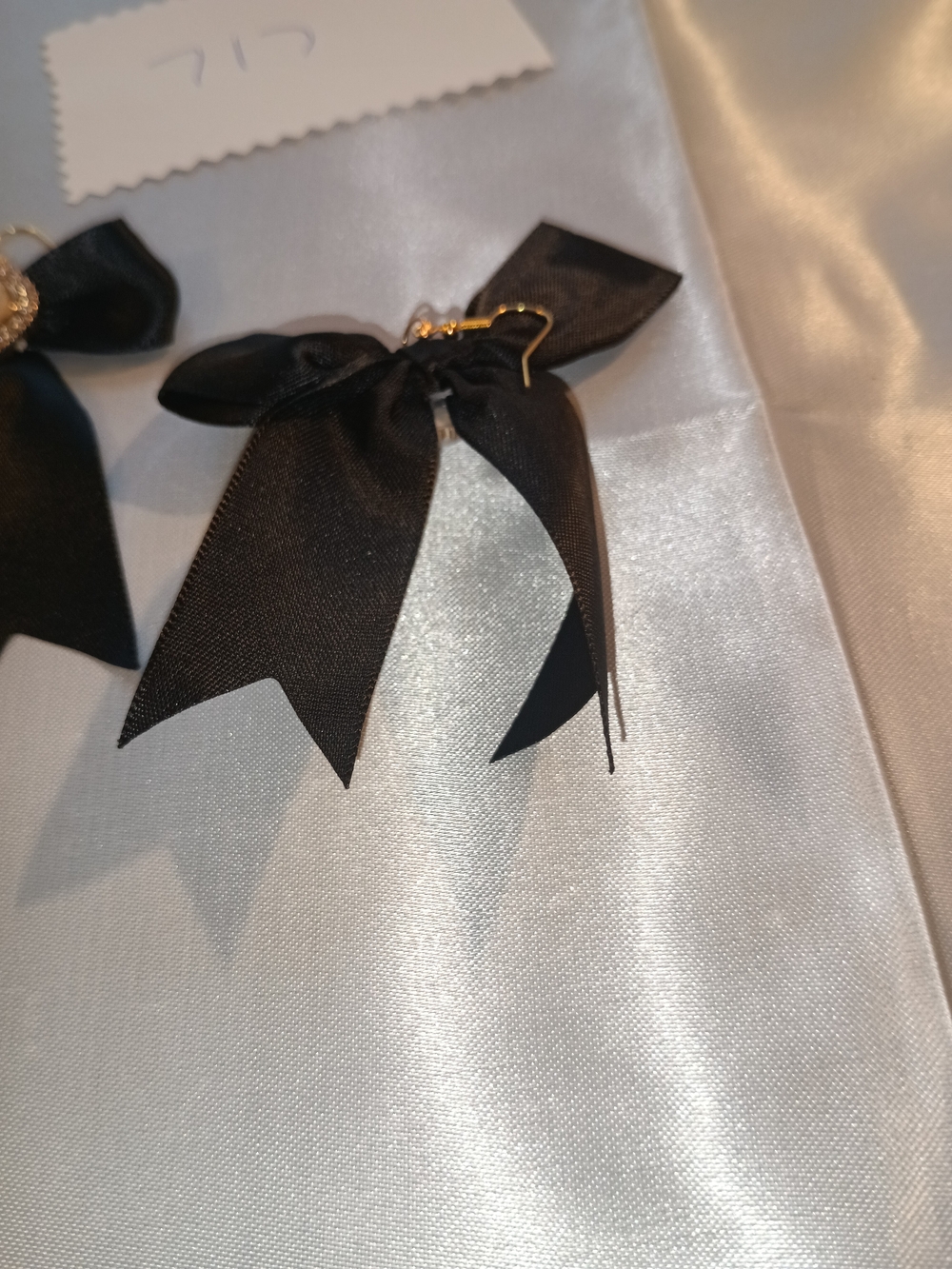 Black Ribbon Bow Drop Earrings